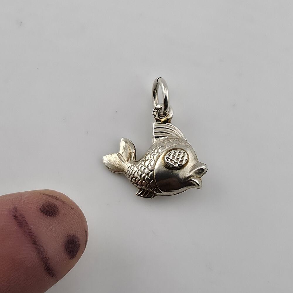 Sterling Silver Fish Charm Pendant 925 Figural Koi Fish Jewelry 3D